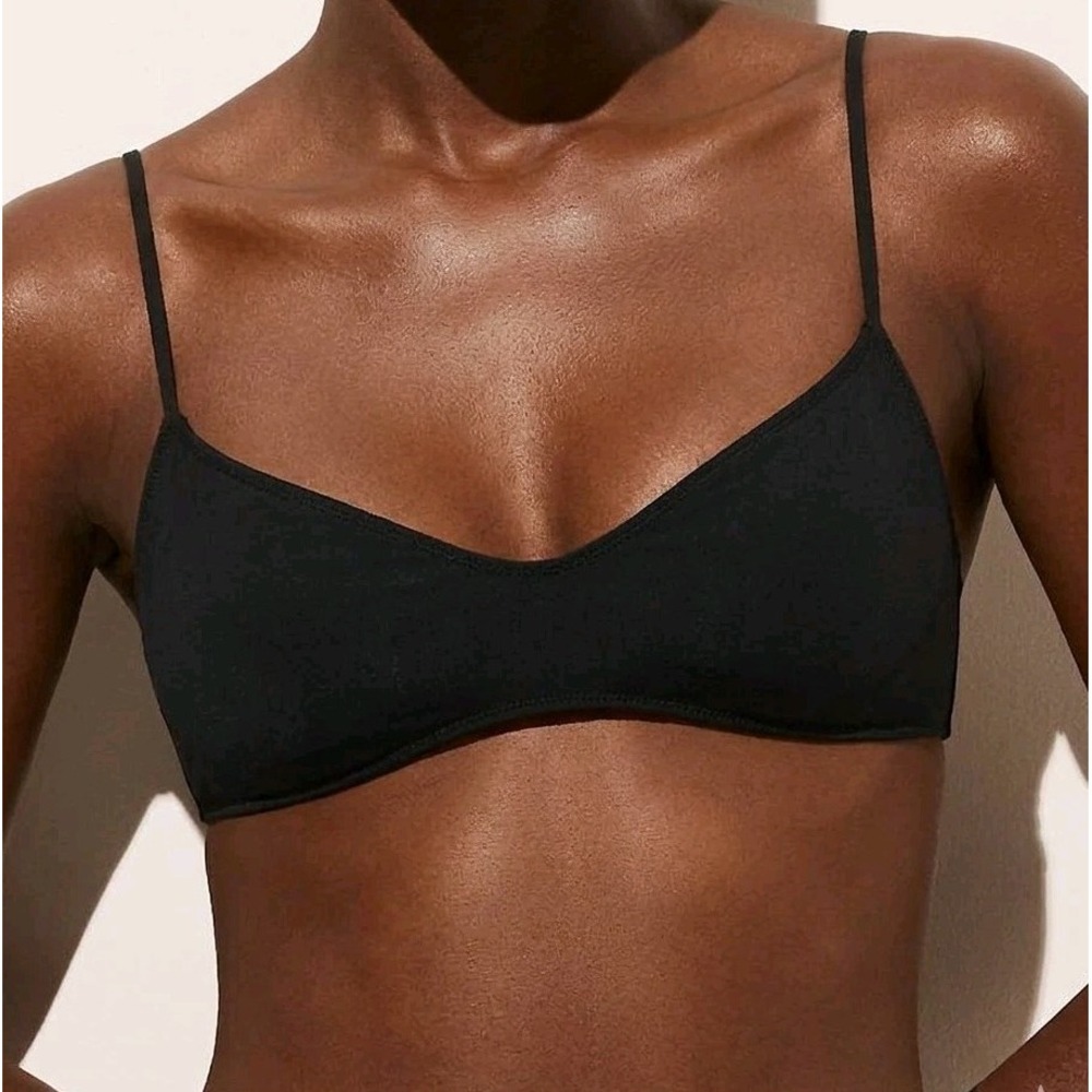 J.Crew Bikini Top Womens Large Black Magic Fabric Odessa Adjustable Straps NWT